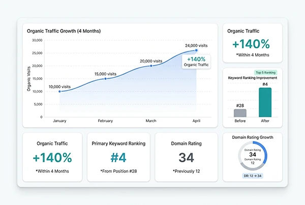 Ecommerce link building growth case study analytics screenshot